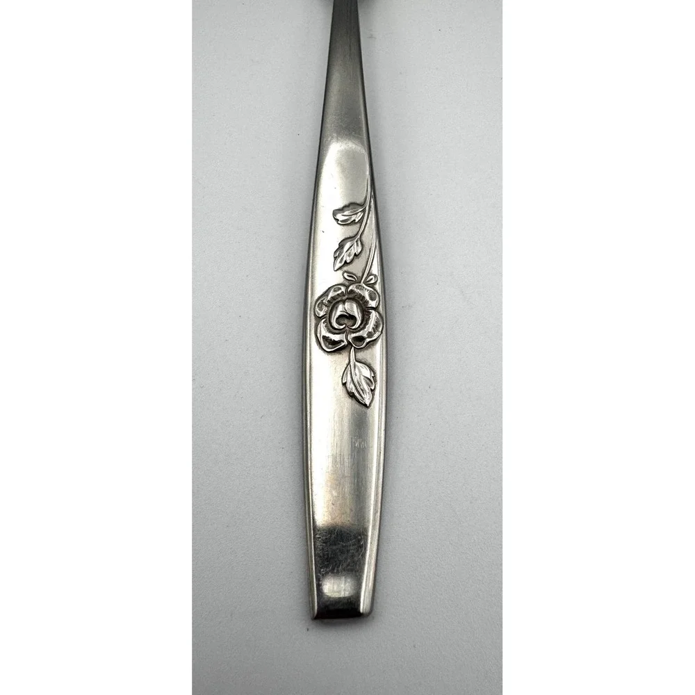 Vintage Oneida Our Rose Stainless Cold Meat Serving Fork 8.5